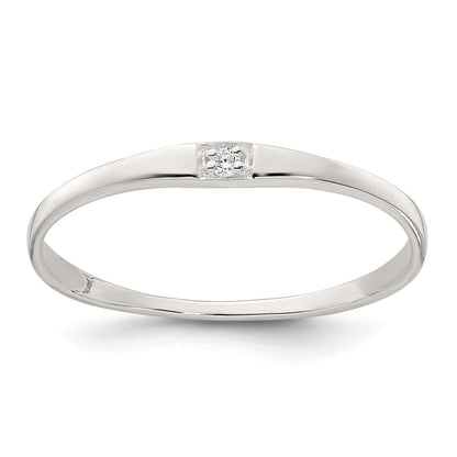 Sterling Silver Polished CZ 1.5mm Band Size 7 Ring