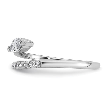 Sterling Silver Rhodium-plated Polished Fancy Marquise and Round CZ Size 8 Ring