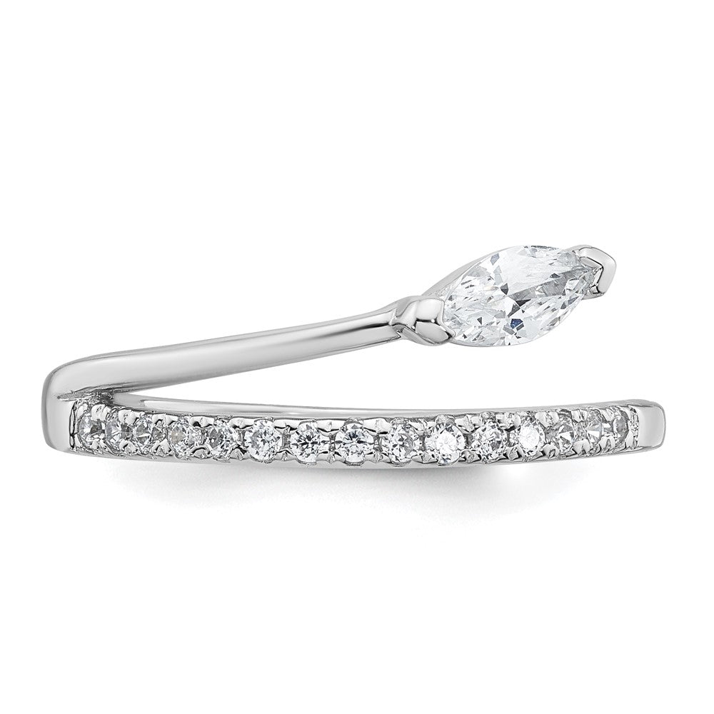 Sterling Silver Rhodium-plated Polished Fancy Marquise and Round CZ Size 6 Ring