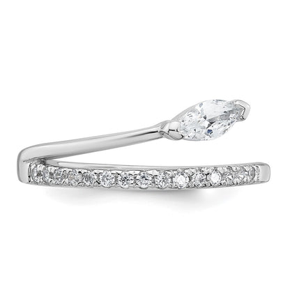Sterling Silver Rhodium-plated Polished Fancy Marquise and Round CZ Size 6 Ring
