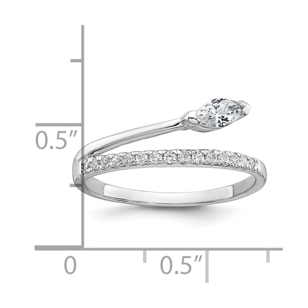 Sterling Silver Rhodium-plated Polished Fancy Marquise and Round CZ Size 7 Ring