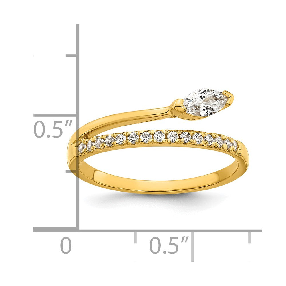 Sterling Silver Gold-plated Polished Fancy Marquise and Round CZ Size 7 Ring