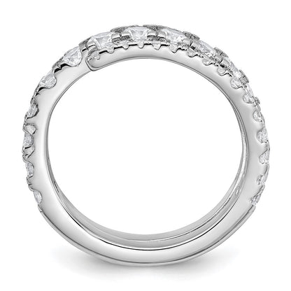 Sterling Silver Rhodium-plated Polished CZ Wrapped Band Size 8 Ring