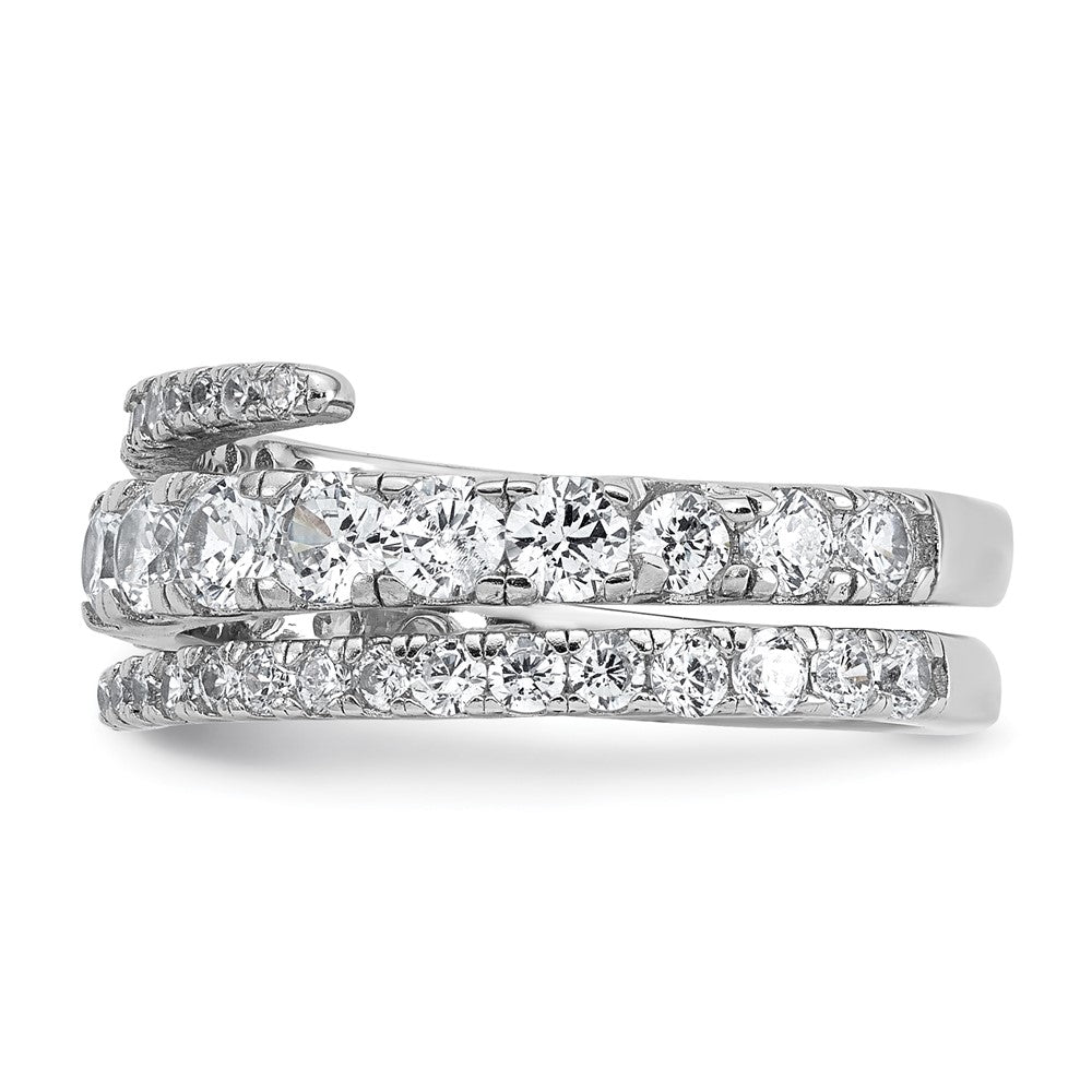 Sterling Silver Rhodium-plated Polished CZ Wrapped Band Size 7 Ring