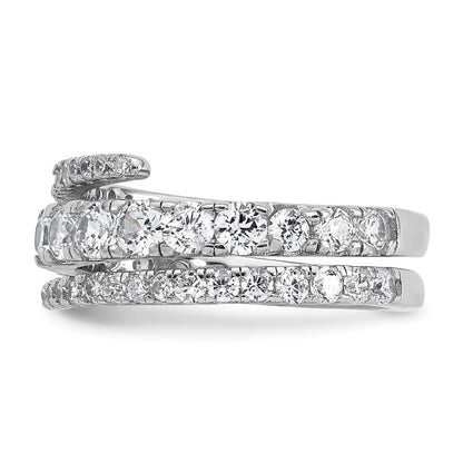 Sterling Silver Rhodium-plated Polished CZ Wrapped Band Size 7 Ring