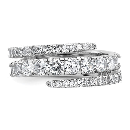 Sterling Silver Rhodium-plated Polished CZ Wrapped Band Size 7 Ring