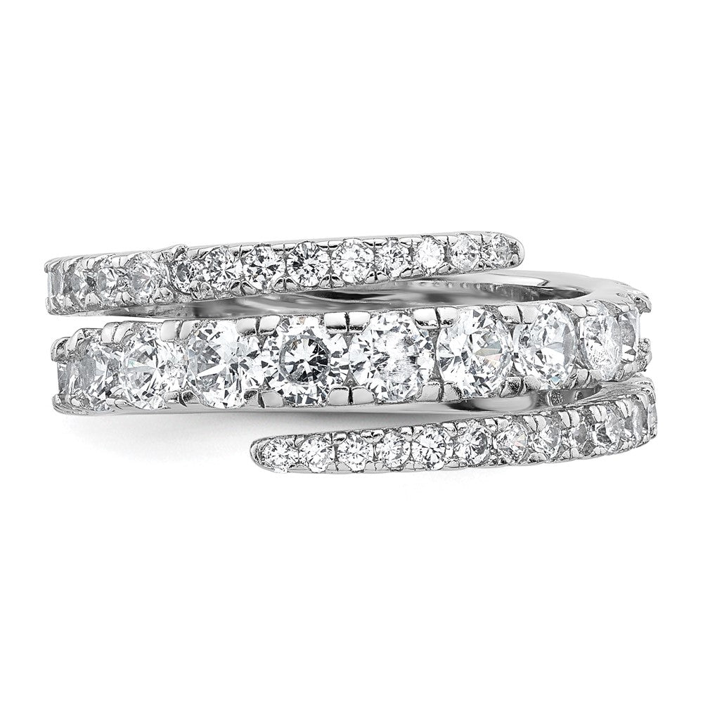 Sterling Silver Rhodium-plated Polished CZ Wrapped Band Size 6 Ring