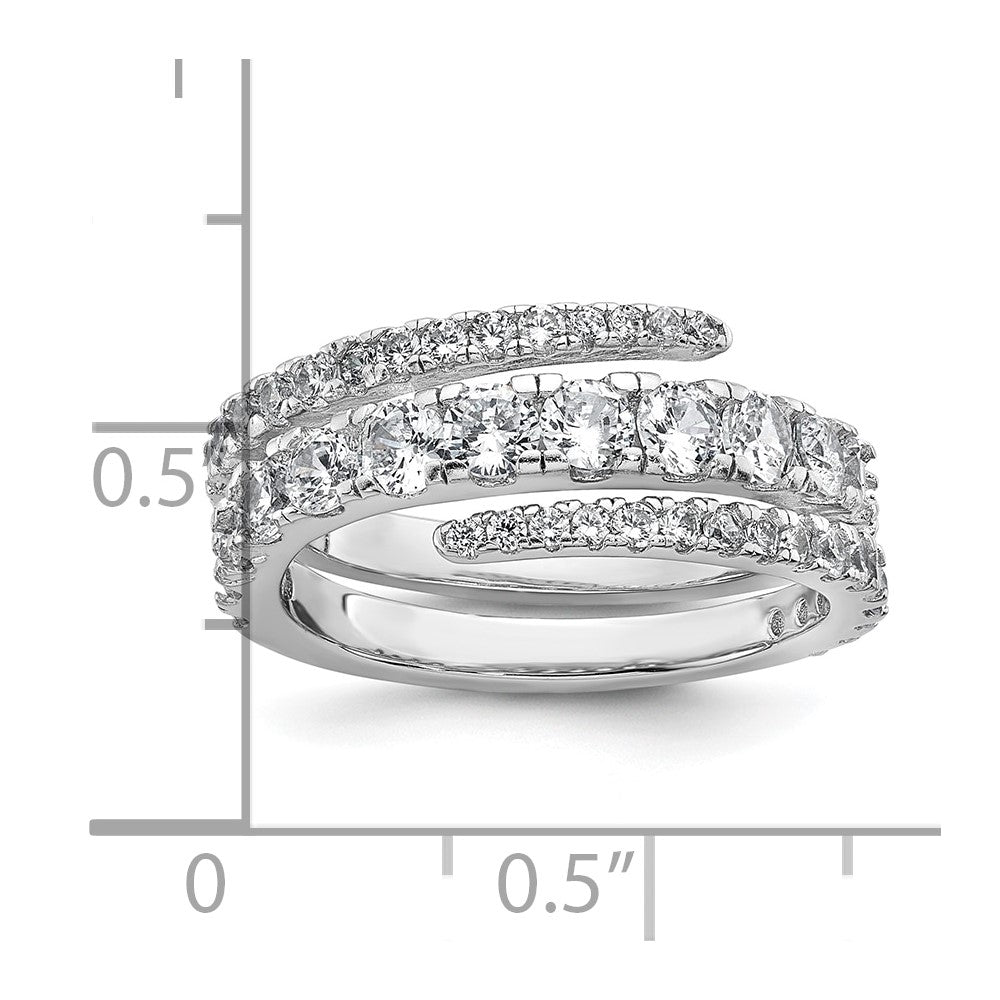 Sterling Silver Rhodium-plated Polished CZ Wrapped Band Size 7 Ring
