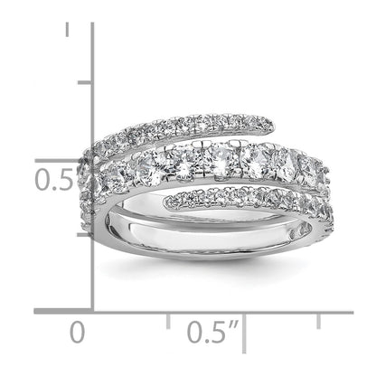 Sterling Silver Rhodium-plated Polished CZ Wrapped Band Size 7 Ring