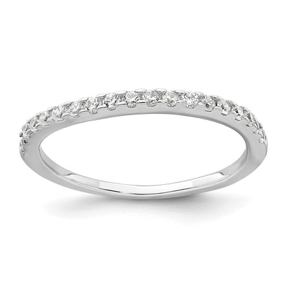 Sterling Silver Rhodium-plated Polished CZ 3-Stone Halo Size 8 Engagement Ring and Wedding Band Set