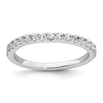 Sterling Silver Rhodium-plated Polished CZ Solitaire Size 7 Engagement Ring and Wedding Band Set