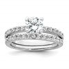 Sterling Silver Rhodium-plated Polished CZ Solitaire Size 6 Engagement Ring and Wedding Band Set