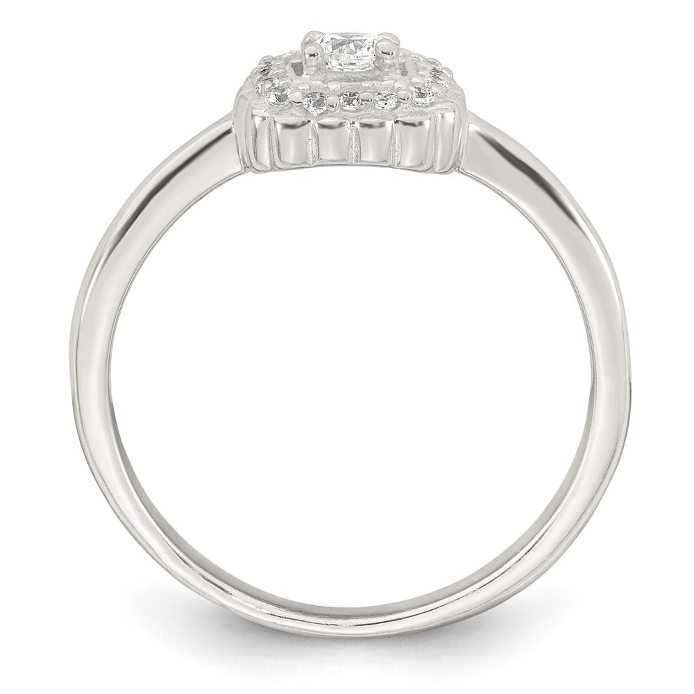 Sterling Silver Polished Round White CZ Cushion Halo Size 7 Ring