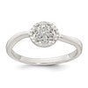 Sterling Silver Polished and Grooved White CZ Flower with Wavy Shank Size 8 Ring