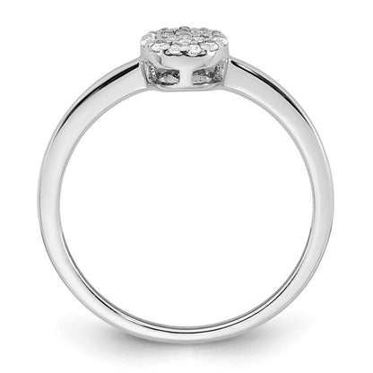 Sterling Silver Rhodium-plated Polished Pave CZ Circle Size 7 Ring