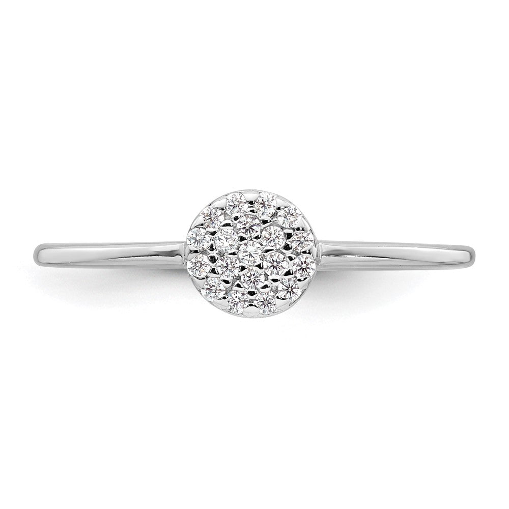 Sterling Silver Rhodium-plated Polished Pave CZ Circle Size 6 Ring