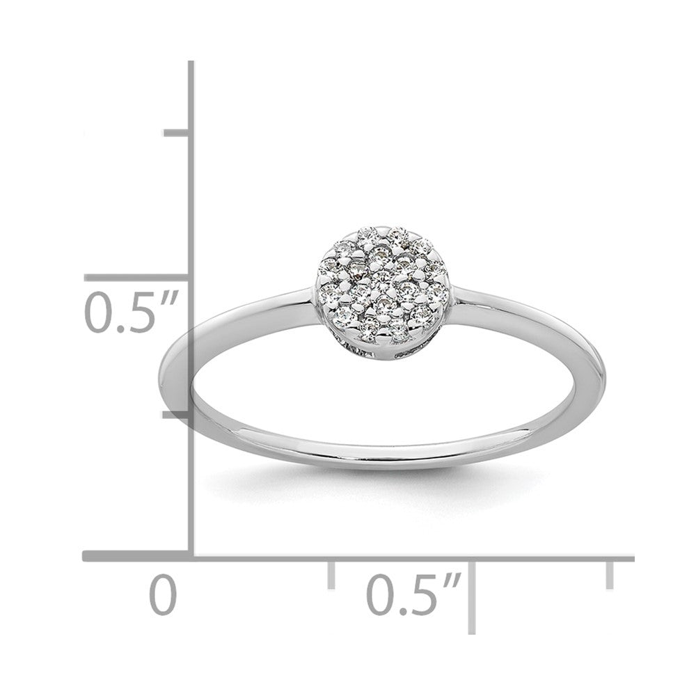 Sterling Silver Rhodium-plated Polished Pave CZ Circle Size 6 Ring