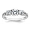 Sterling Silver Rhodium-plated Polished CZ Three Stone Split Shank Size 7 Ring