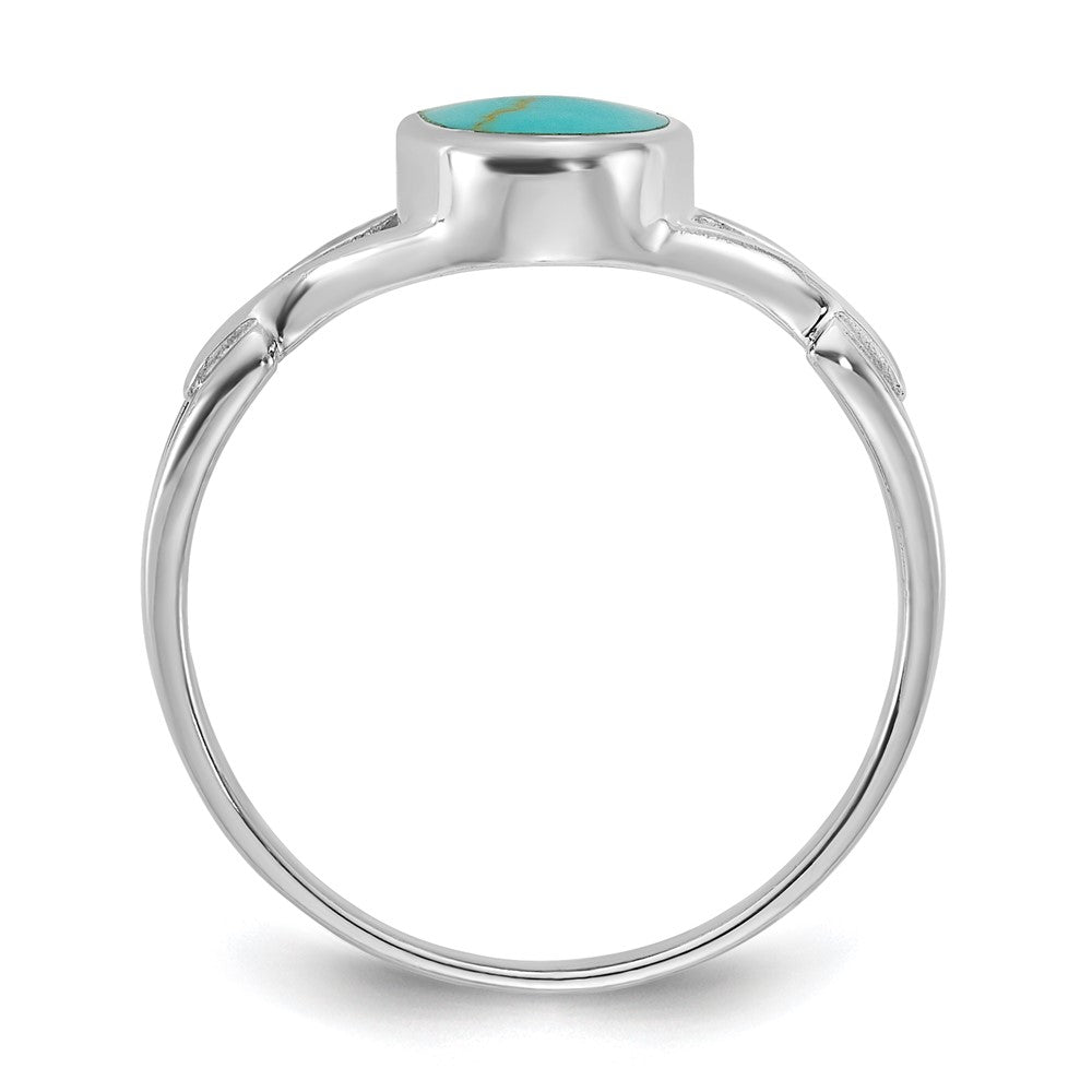 Sterling Silver Rhodium-plated Polished Oval Reconstituted Turquoise Size 7 Ring