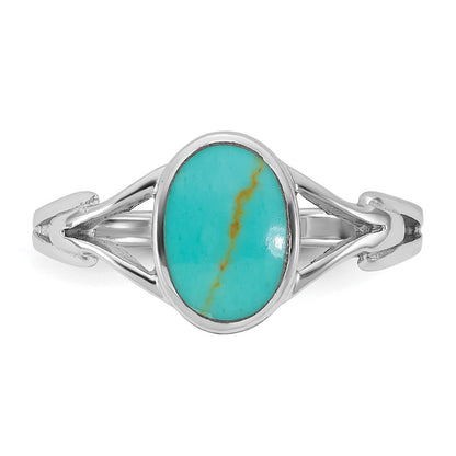 Sterling Silver Rhodium-plated Polished Oval Reconstituted Turquoise Size 7 Ring