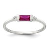 Sterling Silver Polished Red and White Rectangular CZ Size 8 Ring