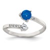 Sterling Silver Polished Opal and CZ Bypass Ring