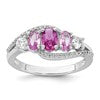 Sterling Silver Rhodium-plated Polished Pink CZ  5-Stone Size 6 Ring