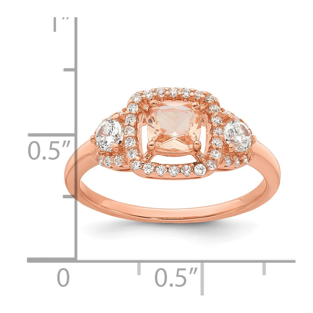 Sterling Silver Rose-tone Polished Fancy Pink CZ Halo Size 6 Ring