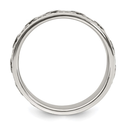 Sterling Silver Polished Beaded Antiqued Chain Link Band Size 10 Mens Ring