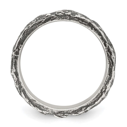 Sterling Silver Antiqued and Textured Nugget Mens Size 10 Band Ring