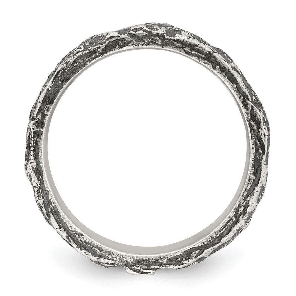 Sterling Silver Antiqued and Textured Nugget Mens Size 11 Band Ring