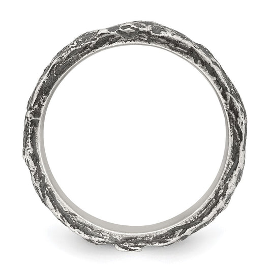 Sterling Silver Antiqued and Textured Nugget Mens Size 9 Band Ring