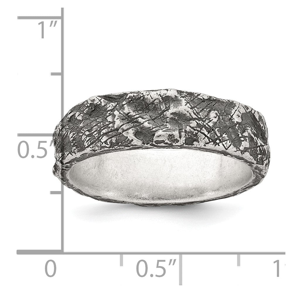 Sterling Silver Antiqued and Textured Nugget Mens Size 9 Band Ring