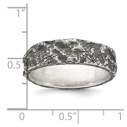 Sterling Silver Antiqued and Textured Nugget Mens Size 9 Band Ring