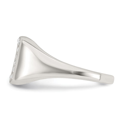 Sterling Silver Polished White CZ Square Border Size 11 Mens Signet Ring