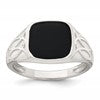 Sterling Silver Polished and Textured Black Enameled Size 9 Mens Signet Ring