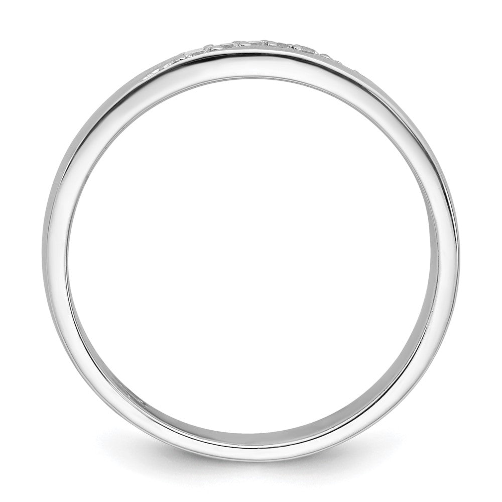 Sterling Silver Rhodium-plated Polished White CZ Mens Size 11 Band Ring