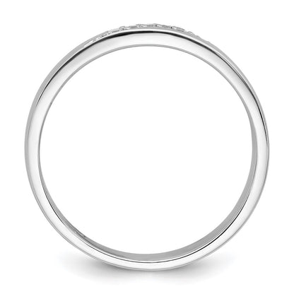 Sterling Silver Rhodium-plated Polished White CZ Mens Size 9 Band Ring