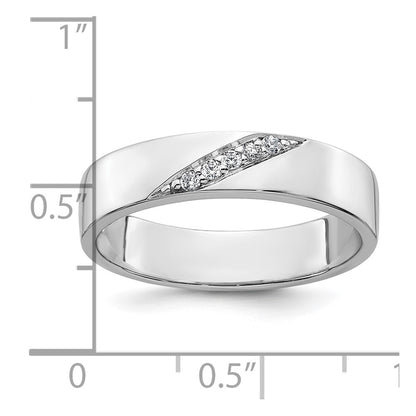 Sterling Silver Rhodium-plated Polished White CZ Mens Size 11 Band Ring