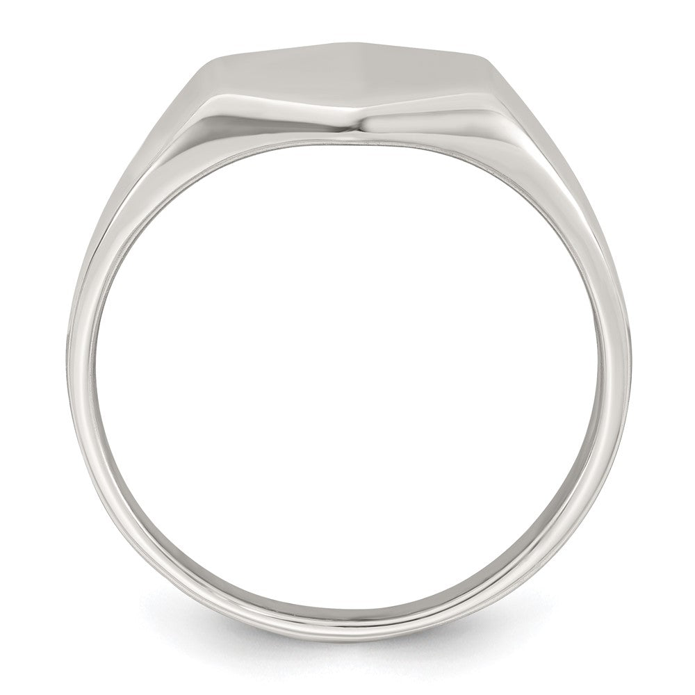 Sterling Silver Polished 12.2mm x 11.4mm Hexagon Closed Back Size 11 Mens Signet Ring