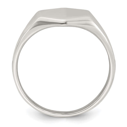 Sterling Silver Polished 12.2mm x 11.4mm Hexagon Closed Back Size 10 Mens Signet Ring