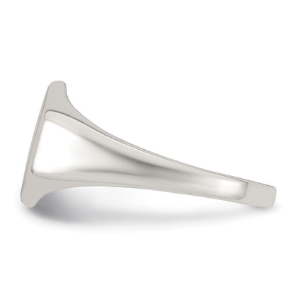 Sterling Silver Polished 12.2mm x 11.4mm Hexagon Closed Back Size 9 Mens Signet Ring