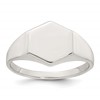 Sterling Silver Polished 12.2mm x 11.4mm Hexagon Closed Back Size 9 Mens Signet Ring