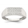 Sterling Silver Polished White CZ Rectangular Size 9 Mens Ring
