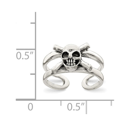 Sterling Silver Antiqued Skull Toe Ring