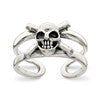 Sterling Silver Antiqued Skull Toe Ring