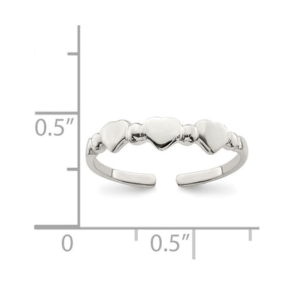 Sterling Silver Hearts Toe Ring