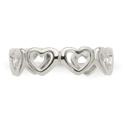 Sterling Silver Cut-out Hearts Toe Ring