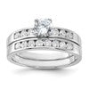 Sterling Silver Rhodium-plated CZ Ring Set
