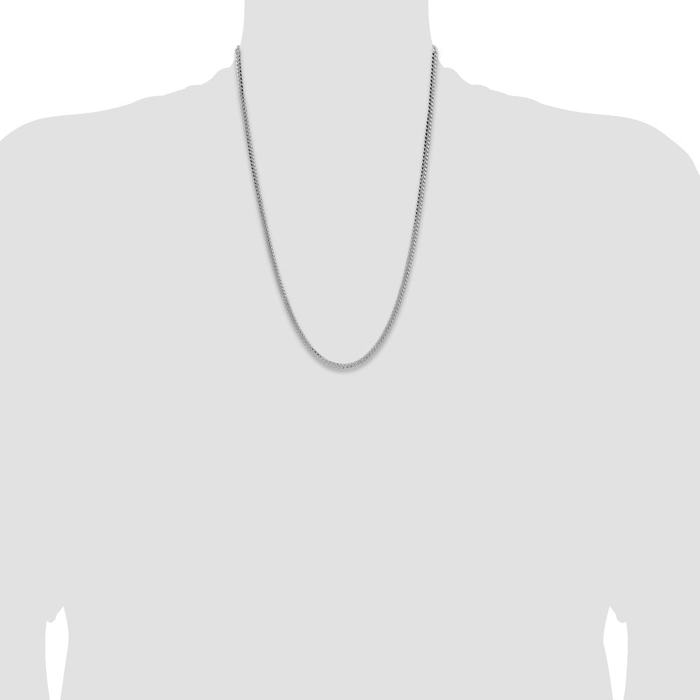 Sterling Silver Rhodium-plated 3.25mm Domed w/ Side D/C Curb Chain
